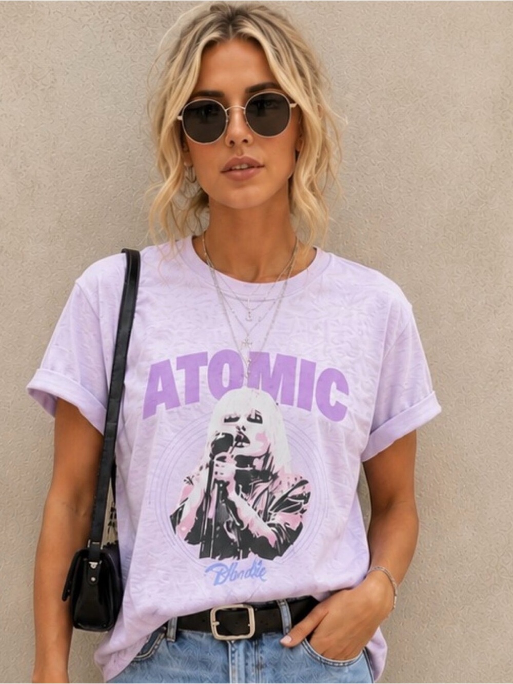 Recycled Karma ATOMIC BLONDE Blondie T-shirt womens top t vintage wash 80s band
